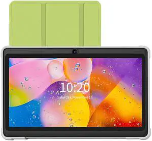 VOLENTEX 7 Inch Tablet with Case, Quad Core Android 13, 32GB ROM, WiFi, Bluetooth, Dual Camera, USB C Tablet PC, 7" Touch Screen IPS Full HD Display (Green)