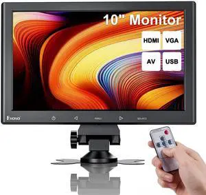 Eyoyo 10 Inch Mini Monitor - 1024x600 Small Computer Screen with HDMI VGA AV USB Input for Security, LCD PC, Home, Office, POS Systems, Car