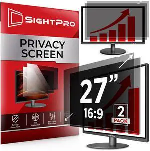 SightPro 27 Inch 16:9 [2 Pack] Computer Privacy Screen Filter for Monitor - Privacy Shield and Anti-Glare Protector