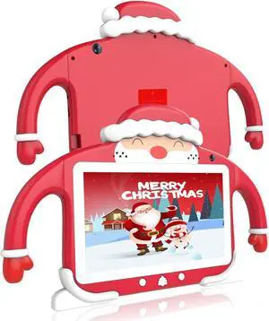 Kids tablet, 7 inch Tablet for Toddlers 64GB Storage , Android 11.0 Tablet for Kids with Dual Camera, WiFi, Parental Control, Shockproof Case with handles, Netflix, Toddler Tablet for Children(Red)