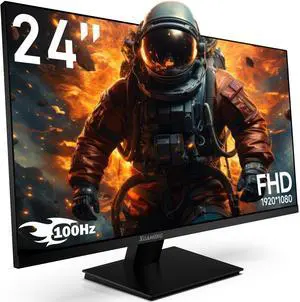 24 Inch Monitor FHD 1080P Ultra Wide 100Hz, Frameless Computer Monitor 99% sRGB, Low Blue Light Eye Care PC Screen, HDMI/VGA Display for Office Gaming, Dual Speakers, VESA, Tilt Adjustable, Black
