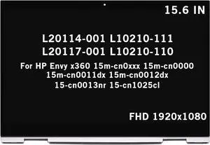 L20114-001 Replacement for HP Envy x360 15m-cn0xxx 15m-cn0000 15m-cn0011dx 15m-cn0012dx 15-cn0013nr 15-cn1025cl L10210-111 L20117-001 L10210-110 1080P IPS LCD Display Touch Screen Assembly with Bezel