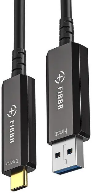 FIBBR Fiber Optic USB3.2 Cable(50ft), 10Gpbs USB A to USB C Cable for Webcams, VR/AR,Projectors,Displays and More