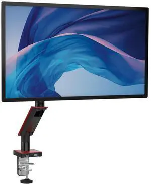 Single Monitor Arm Mount - CTA Red Monitor Mount for 23" to 35" Monitors - w/Dual USB 3.0 Hub Ports & Arm Clamp for Desks - Red Color - (ADD-GSMAR)