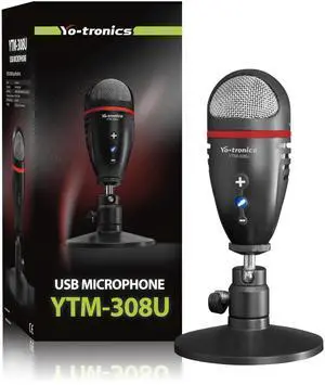 Y YO-TRONICS USB Condenser Podcasting Microphone Audio for Live Streaming, Podcast, Video Calls, Recording, Gaming, YouTube, Plug-and-Play Setup, Mute Button and Versatile Application, Black