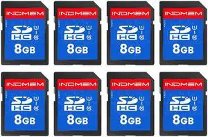 INDMEM SD Card 8GB, 8 Packs Class 10 8GB Flash Memory Card MLC Standard Secure Digital Cards Camera Card