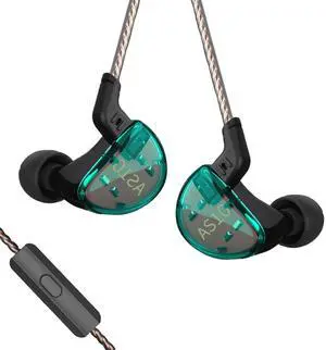 keephifi KZ AS10 IEM Earphones with Microphone,Balance Amature 5BA Wired Headphones,Noise Cancelling Earbuds Headset for Musicians,Singers,Drummers(Green with Mic)