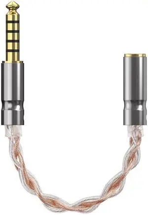 Geekria 4.4mm Balanced Male to 3.5mm Balanced Female Adapter, Silver-Plated Copper Audio Cable, Headphone Upgrade Converter Dongle, Balanced TRRRS to TRRS Jack Plug (0.5ft)