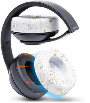 WC SweatZ Studio - Patented Earpad Covers for Beats Studio 3 (A1914) & Beats Studio 2 (B0500 /B0501), Made by Wicked Cushions | Sweatproof & Easily Washable | Gold Marble