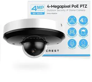 Amcrest ProHD 4MP PTZ Camera Outdoor, 4MP Outdoor Vandal Dome IP PoE Camera (4X Optical Zoom) IK08 Vandal-Proof, IP66 Weatherproof, Night Vision up to 65ft, Pan/Tilt (IP4M-1066EW) (White)