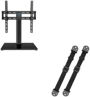 PERLESMITH Swivel Universal TV Stand & TV Anti-tip Straps PSTVS09&PSAS1