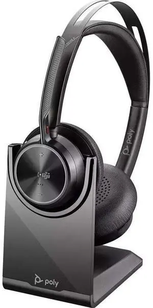 Poly Voyager Focus 2 UC Bluetooth Headset with Stand, Black, Unisex