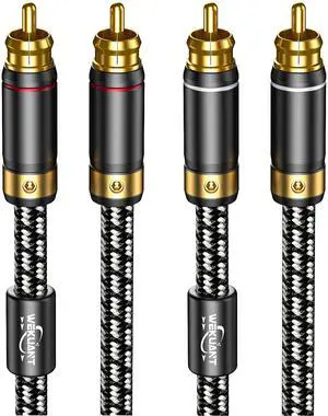 Wekuant Audiophiles RCA Cable, 2 RCA Male to 2RCA Male HiFi System Silvered-Plated Copper core with ferrite cores, Gold-Plated Heavy Duty (1m (3.2 Feet))