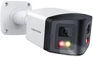 VIKYLIN 180° Dual-Lens 4MP PoE IP Security Bullet Camera with Panoramic Ultra Wide Viewing Angle, 2-Way Talk, Human Detection, SD (512GB), Full Color/EXIR2.0 Night Vision,NDAA Complaint