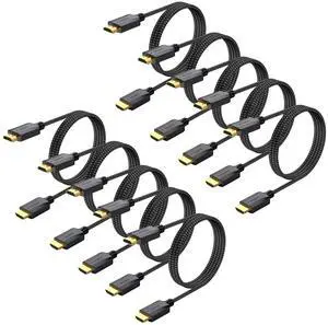 HDMI Cable 6.6FT 10-Pack, 4K HDMI Cables Braided- High Speed Shielded HDMI 2.0 Cord Pure Copper with 4K HDR 3D ARC & CL3 Rated | for Soundbar, Laptop, Monitor, PS5, PS4, Xbox, Fire TV, Blu-Ray Player