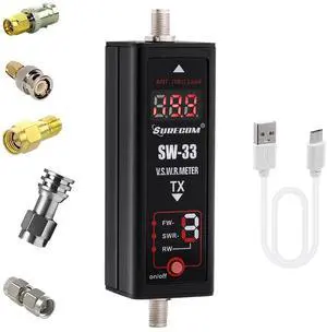 Gam3Gear SURECOM SW-33 Mark II 100 W 125-525 Mhz Mini Digital VHF UHF Two-Way Radio Handheld Power & SWR Meter