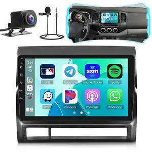 Roinvou 2+64G Car Radio for Toyota Tacoma 2005-2013, 9" Touch Screen with Wireless CarPlay Android Auto WiFi Bluetooth GPS Navigation FM RDS Radio Backup Camera