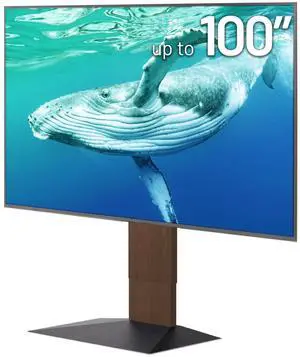 WALL V4 | Sleek Shallow Floor TV Stand for Extra Large 50-100 Inch | Walnut | for Large Screens | Living Room and Bedroom, Space Saving, Adjustable Mount, No Drill, Japan-Engineered Design