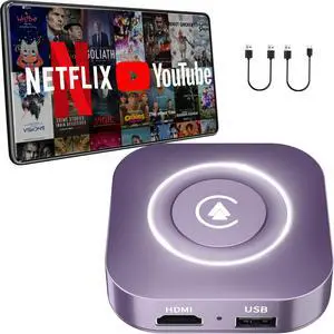 KAMING Wireless CarPlay Adapter for Apple CarPlay and Android Auto, CarPlay Streaming Supports NetfIix, YouTube, IPTV, Wired CarPlay Cars from 2015 Purple