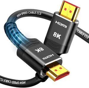 Highwings HDMI Cables 20FT Long, 8K Ultra High Speed HDMI 2.1 Cable [in-Wall CL3 Rated, 48Gbps] 8K@60 4K@120Hz/144Hz, HDMI Cord eARC HDCP 2.2 & 2.3, Compatible for XbX/S/HDTV/GPUs 30 & 40 Series