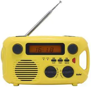 Kaito Emergency Radio KA580 Digital Solar Dynamo Crank Wind Up AM/FM & NOAA Weather Radio Receiver with Real-time Alert, MP3 Player & Phone Charger (Yellow)