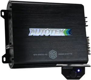 Autotek Street Machine 2600W 2 Channel Car Audio Amplifier with Bass Knob & Equalizer to Optimize Frequencies for Subwoofers and Full-Range Speakers