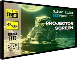 Silver Ticket Products STR Series 6 Piece Home Theater Fixed Frame 4K / 8K Ultra HD, HDTV, HDR & Active 3D Movie Projection Screen, 2.35:1 Format, 125" Diagonal, White Material STR-235125
