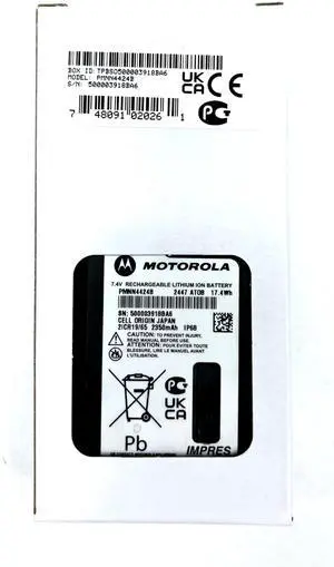 Motorola Solutions PMNN4424, PMNN4424B OEM Li-ion 2350 mAh Radio Battery. Submersible IP68 Rating, IMPRES Charging Technology. APX4000 APX3000 APX900 APX1000