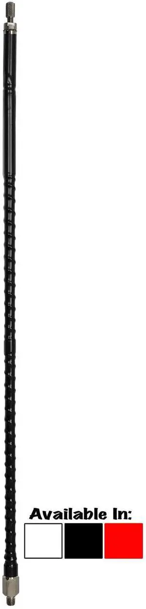 PROCOMM - BTF2-B Black 2.25' Tall TOP Load 1/4 Wave Heavy Duty TUNEABLE TIP Fiberglass CB Antenna