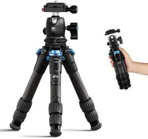SIRUI Carbon Fiber Travel Tripod with 360° B-00K Arca-Swiss Ballhead, Mini Desktop Tripod for Mirrorless Cameras, Folded Height 12.1", Max Height 16.6