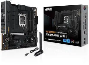 TUF Gaming B760M-PLUS WiFi II Intel B760 LGA 1700 mATX Motherboard (PCIe 5.0,4.0 M.2 Slots,DDR5,WiFi6E,Q-Antenna,2.5Gb Ethernet,DisplayPort,HDMI, SATA 6Gbps,USB 20Gbps) Support, Aura Sync