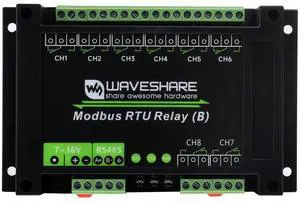 Waveshare Industrial Modbus RTU 8-Ch Relay Module (B) with RS485 Interface, Multi Isolation Protection Circuits, 7~36V Power Supply