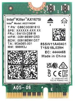 Killer Series Intel AX1675i WiFi 6E Gaming Adapter Upgrade | CNVio2 M.2 Card | 2.4 Gbps for PCs | Bluetooth 5.3 Supported | Designed for Intel 11th Gen and Later CPUs