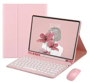 YEEHi Keyboard Mouse for iPad Pro 11 2022 4th Generation Pro 11 3rd 2nd Generation Keyboard Case Round Key Caps Cute Candy Color Bluetooth Detachable Keyboard Cover (iPadPro11, Pink)