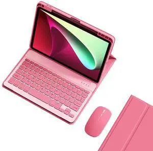 KMXDD Keyboard Case Mouse Compatible with iPad 9th 8th 7th Generation 10.2 inch iPad Air 3rd Gen iPad Pro 10.5 inch Keyboard Case Color Keys Removable Keyboard (Begonia Red)
