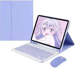 AnMengXinLing Keyboard Case for iPad Pro11 2022/2021 with Mouse Detachable Wireless Keyboard Pencil Holder Slim Smart Cover for iPad Pro 11 inch 4rd Gen/3rd Gen,Purple