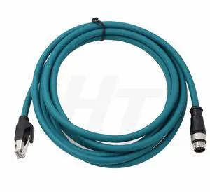 HangTon Industrial Machinery M12 4 Pin D-Code RJ45 Ethernet Power Cable, Shielded High Flex Waterproof Network Cable Encoder Sensor (5m)