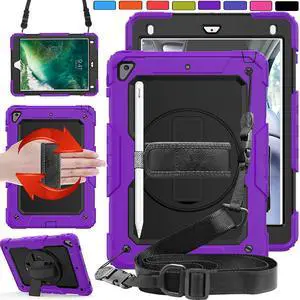 DuraSafe Cases for iPad PRO 10.5 Inch 2017 Air 10.5 3rd Generation 2019 [ Air 3 ] A1701 A2152 A2123 MQF12LL/A MQEY2LL/A MQF22LL/A MQF02LL/A Full-Body Shock Proof Cover with Shoulder Strap - Purple