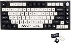 JSJT Key Caps XDA Profile Black and White Keycaps, 126 Keys Theme PBT Dye Sublimation Custom Keycap Set for US/ISO Layout Cherry MX Switch Mechanical Keyboards