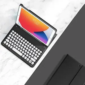 QIYIBOCASE Keyboard Case for Galaxy Tab S8 & Tab S7 11 inch (SM-X700/X706/T870/T875/T878) - Slim Leather Folio Cover with S Pen Holder - Magnetically Wireless Detachable Keyboard - Round Keys (Black)