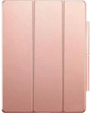 SaharaCase ESR Folio Case for Apple iPad Pro 12.9" (4th,5th, and 6th Gen 2020-2022) [Shockproof Bumper] Rugged Protection Antislip Grip Leather Kickstand (Rose Gold)