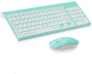 cimetech Wireless Keyboard and Mouse Combo, Compact Full Size Wireless Keyboard and Mouse Set 2.4G Ultra-Thin Sleek Design for Windows, Computer, Desktop, PC, Notebook, Laptop - Blue