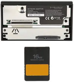 PS2 Network Adapter Set with McBoot Memory Card 16MB, SATA Interface HDD Adapter for PS2, Supports up to 2TB SATA Hard Disk
