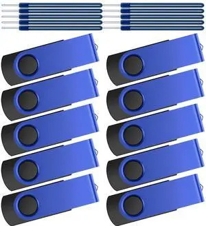 Kepmem 10 Pack USB Flash Drives 32GB Thumb Drives Bulk Portable USB Drive 32 GB Memory Stick Pendrive Metal USB Stick 2.0 Portable Zip Drive Blue Jump Drive Data Storage Backup