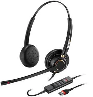 Arama USB Headset with Microphone for PC, Computer Laptop Headphones with Noise Cancelling Mic & Audio Controls for Home Office Business Skype UC Webinar Zoom