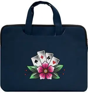CowCow Dark Navy Hearts Poker Printed Unisex Carrying Handbag Laptop Sleeve