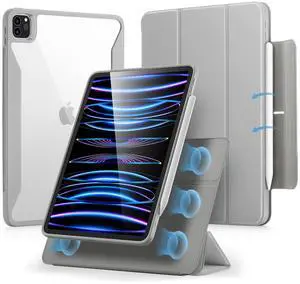 ESR for iPad Pro 11 Inch Case (2022/2021/2020/2018, 4th/3rd/2nd/1st Generation) with Pencil Holder, Removable Magnetic Cover, Vertical Stand, Rebound 360 Series, Grey