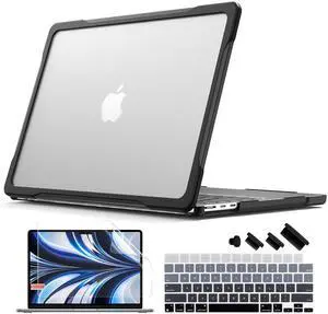 Batianda Ultimate Protection Case for M4 MacBook Air 13.6 inch 2025 2024 2022 Model A3240/A3113/A2681 Matte Carbon Fiber Edges Anti-Scratch and Anti-Fingerprint with Keyboard Cover, Translucent