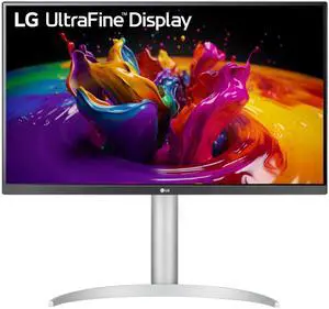 LG 27UP850-W Monitor 27 UHD (3840 x 2160) IPS Display, VESA DisplayHDR 400, DCI-P3 95% Color Gamut, USB-C,3-Side Virtually Borderless Display, Height/Pivot/Tilt Adjustable Stand - Silver