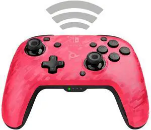 PDP Gaming Faceoff Deluxe Wireless Switch Pro Controller - Pink Camo / Camouflage - Officially Licensed by Nintendo - Customizable buttons, sticks, triggers, and paddles - Motion Sensing Controllers